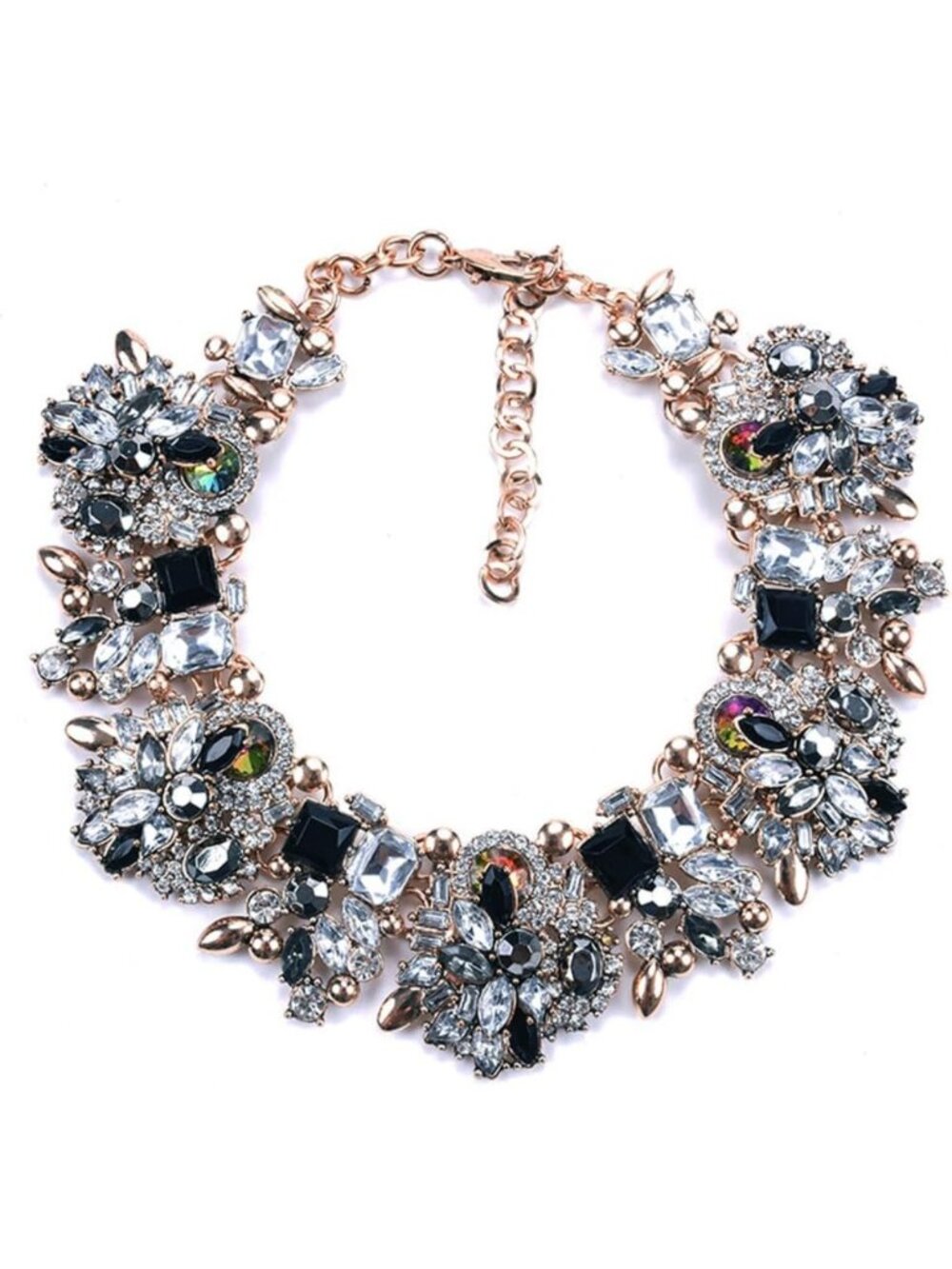 Colorful Glass Crystal Bib Statement Choker Necklace - Women's Fashion Accessory